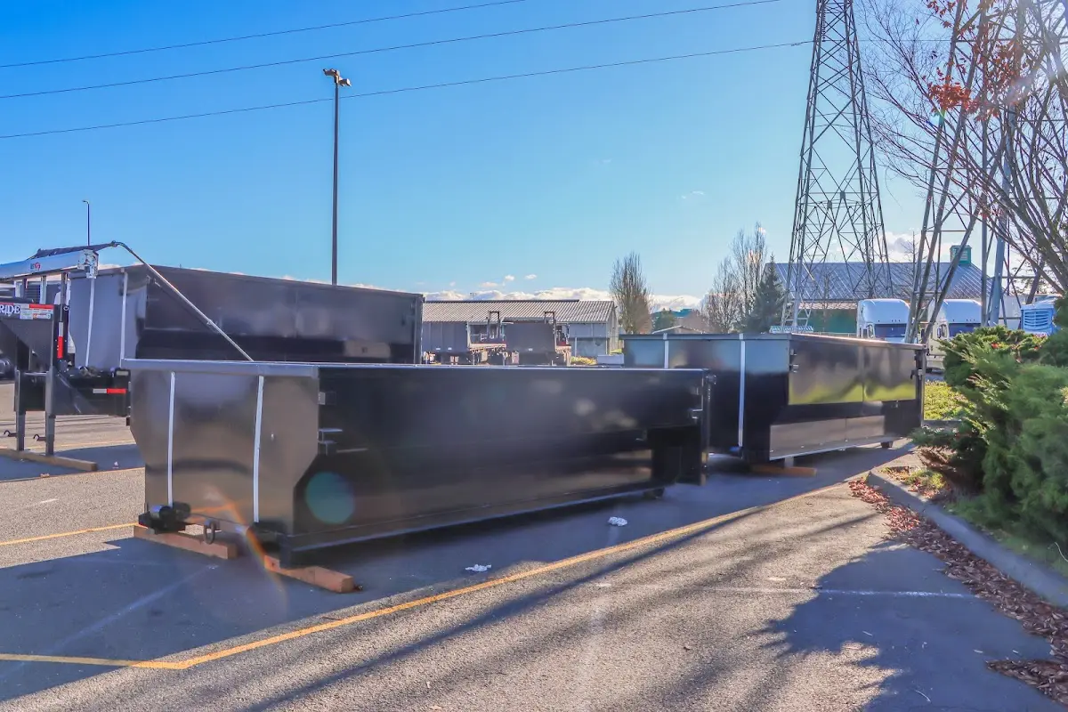 Roll-off dumpster ready for waste disposal at job site for 4 Yard Dumpster Rental in Perry